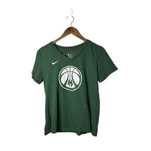 Nike DRI-FIT Milwaukee Bucks Short Sleeve T-shirt‎ Women M green v-neck